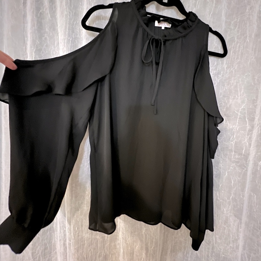 Parker Black Cold Shoulder Top